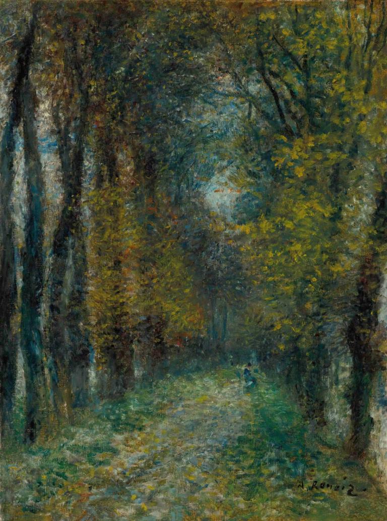 L'allée Couverte,Pierre-Auguste Renoir,Peinture à l'huile,Peinture à l'huile, nature, paysage, forêt, arbre