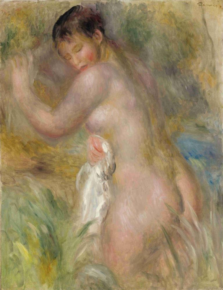 La Baigneuse,The Bather,Pierre-Auguste Renoir,피에르 오귀스트 르누아르,오일 페인팅,오일 페인팅, 나체상, 독주, 여자 1명, 감긴 눈, 나귀, 갈색 머리