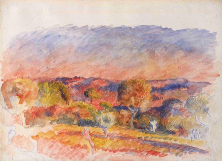 Landscape,Landskap,Pierre-Auguste Renoir,Oljemålning,Oljemålning, målning (medium), akvarell (medium)