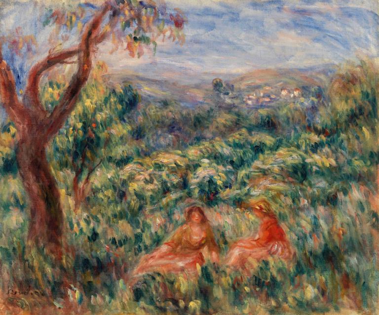 Landscape (Paysage),랜드스케이프,Pierre-Auguste Renoir,피에르 오귀스트 르누아르,오일 페인팅,오일 페인팅, 나무, 전통 미디어, 옥외, 경치, 하늘, 자연