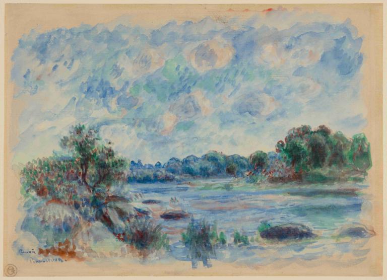 Landscape at Pont-Aven,퐁트-아벤의 풍경,Pierre-Auguste Renoir,피에르 오귀스트 르누아르,오일 페인팅,오일 페인팅, 인간은 없어, 경치, 옥외, 하늘, 구름