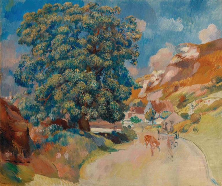 Le Grand Arbre Au Bord De La Route,Pierre-Auguste Renoir,Oljemålning,Oljemålning, träd, utomhus, landskap