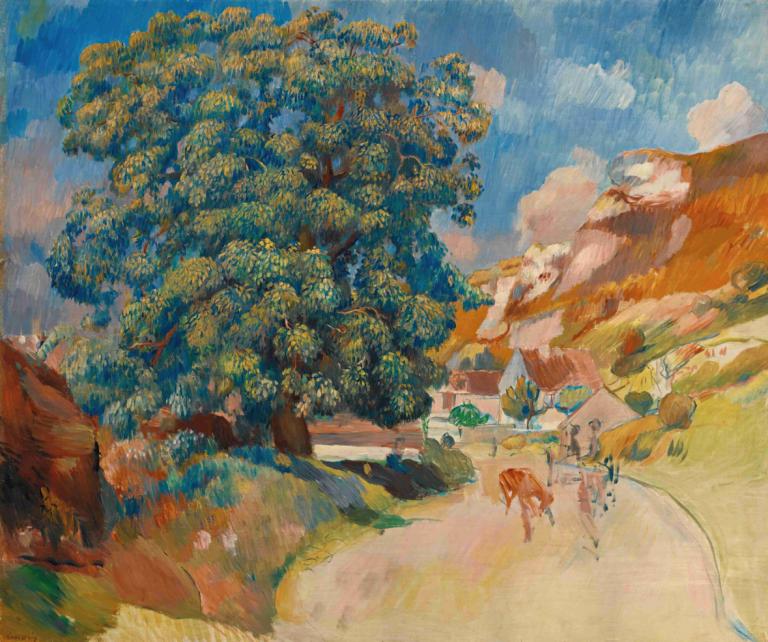 Le Grand Arbre Au Bord De La Route,Pierre-Auguste Renoir,Oljemålning,Oljemålning, träd, utomhus, landskap