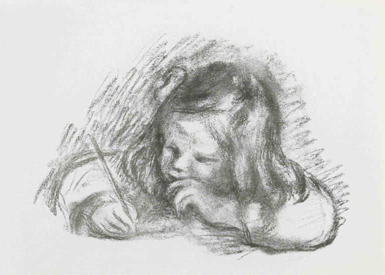 Le petit garçon au porte-plume,Den lilla pojken med pennhållaren,Pierre-Auguste Renoir,Skiss,Skiss, svartvit