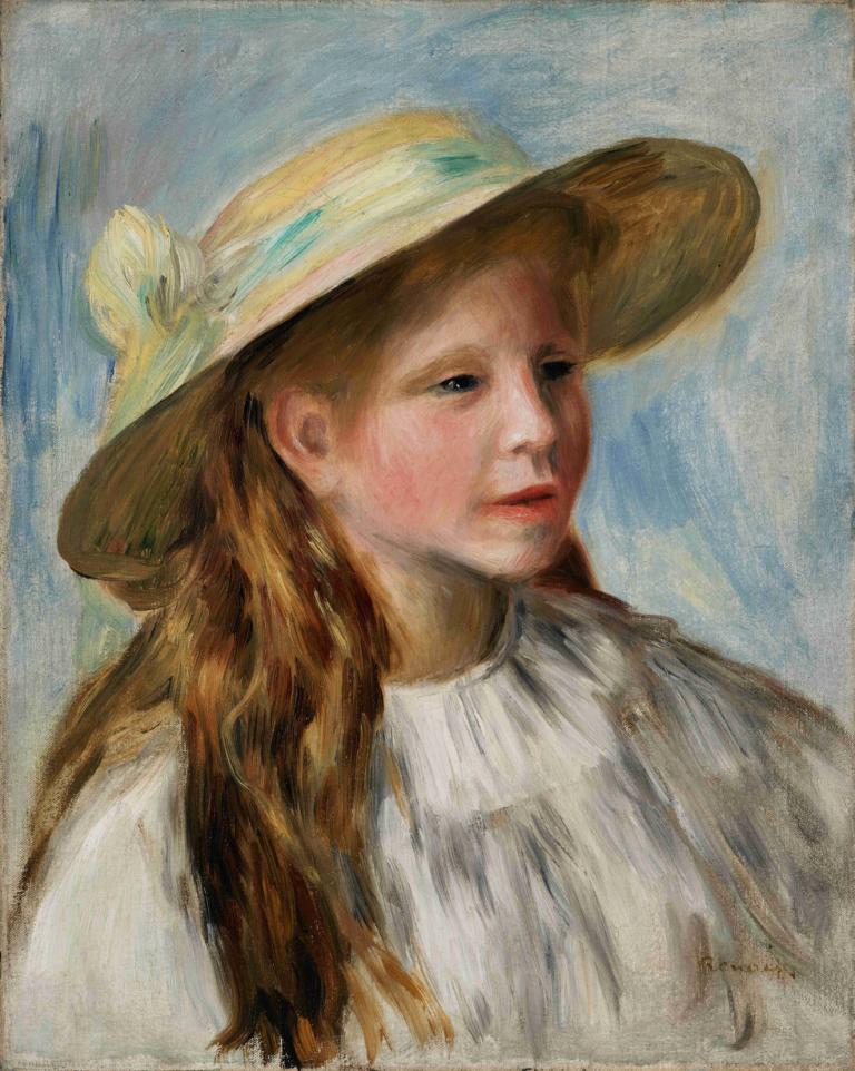 Little Girl With A Hat (Jeune Fille Au Chapeau),모자를 쓴 어린 소녀,Pierre-Auguste Renoir,피에르 오귀스트 르누아르,오일 페인팅,오일 페인팅