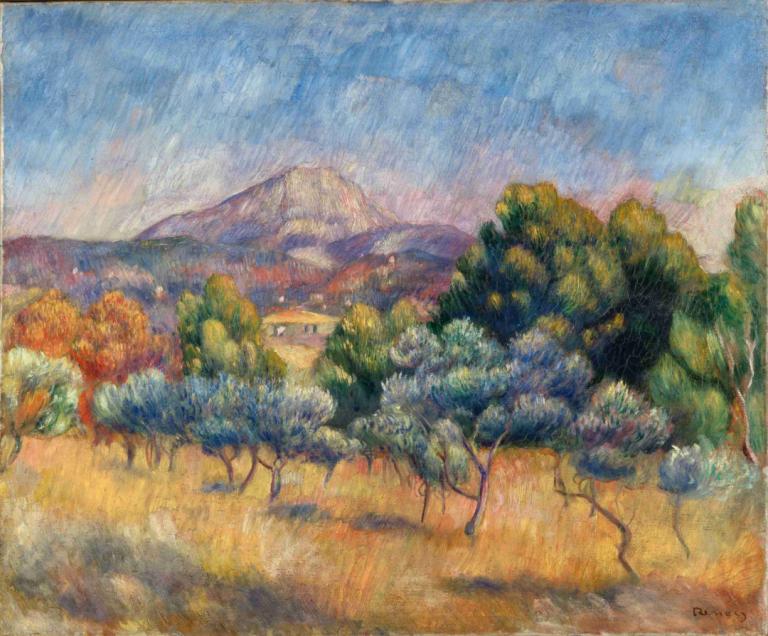 Mont Sainte-Victoire,Mont Sainte-Victoire,Pierre-Auguste Renoir,Pictura in ulei,Pictura in ulei, nici oameni