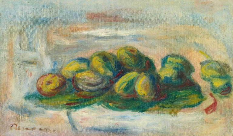 Nature Morte Aux Amandes,Mandljeva mrtva narava,Pierre-Auguste Renoir,Oljna slika,Oljna slika, brez ljudi