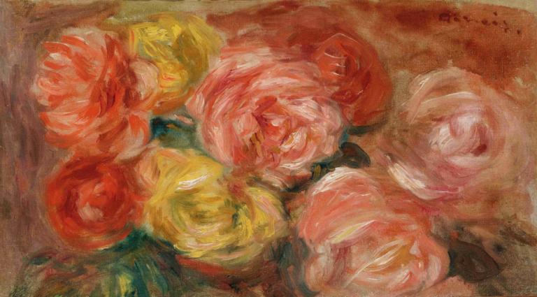 Nature Morte Aux Roses,Pierre-Auguste Renoir,Yağlı boya,Yağlı boya, çiçek, insan yok, kırmızı çiçek, gül