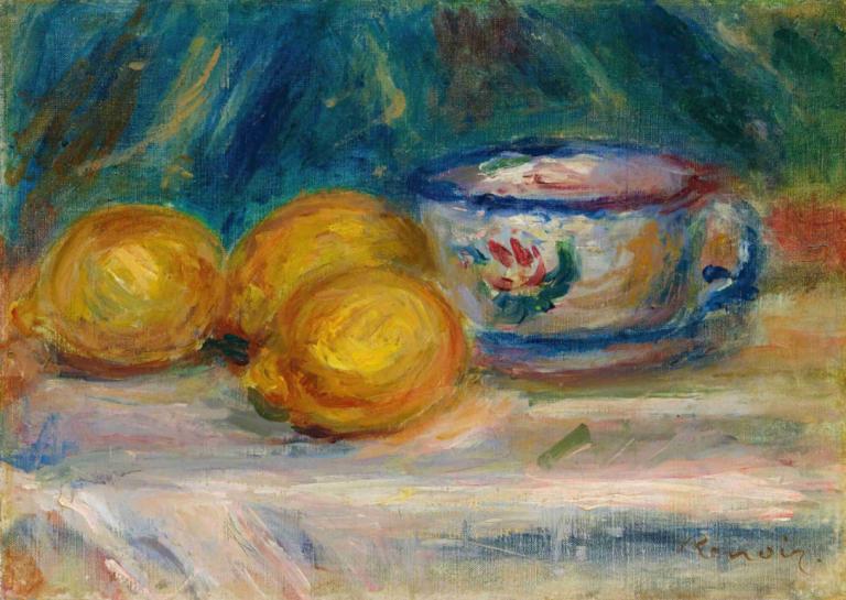 Nature Morte, Trois Citrons Et Une Tasse,Zátiší, tři citrony a pohár,Pierre-Auguste Renoir,Olejomalba