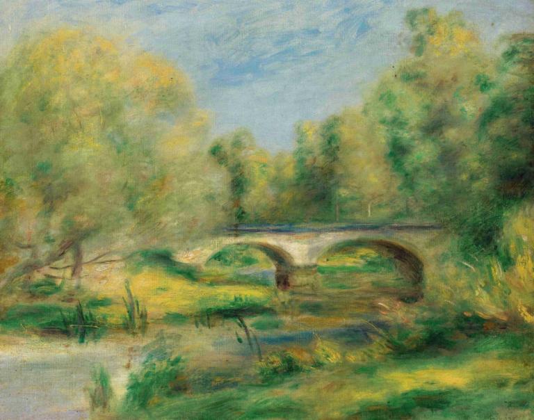 Paysage,Pierre-Auguste Renoir,Oil Painting,Oil Painting, no humans, outdoors, tree, scenery