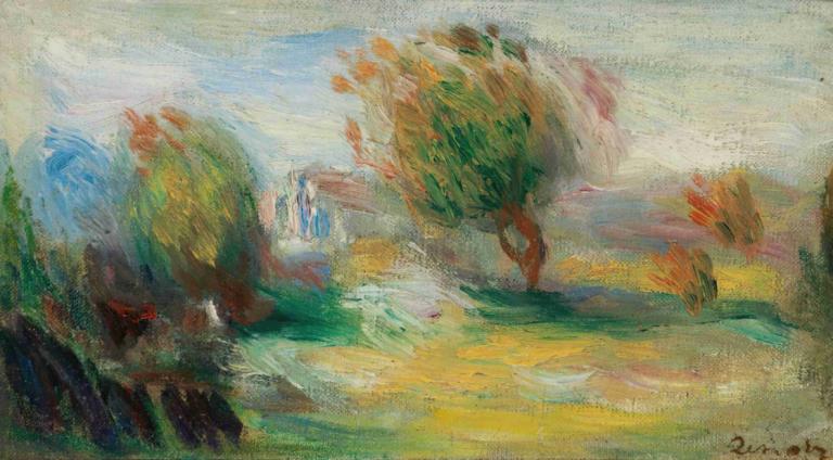 Paysage,Landschaft,Pierre-Auguste Renoir,Ölgemälde,Ölgemälde, draußen, 1Mädchen, Baum, traditionelle Medien