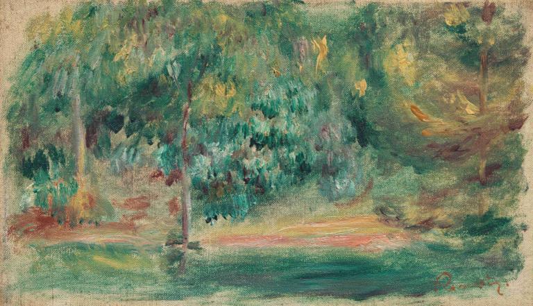 Paysage,Pierre-Auguste Renoir,Oil Painting,Oil Painting, tree, scenery, nature, no humans, traditional media