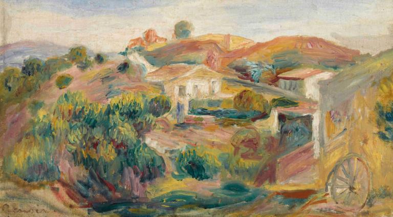 Paysage Avec Maisons,Pierre-Auguste Renoir,Peinture à l'huile,Peinture à l'huile, en plein air, paysage