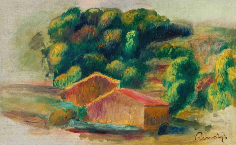 Paysage, Maisons,Landschaft, Häuser,Pierre-Auguste Renoir,Ölgemälde,Ölgemälde, keine Menschen