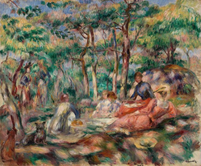 Picnic (Le Déjeuner sur l'herbe),Pierre-Auguste Renoir,Oil Painting,Oil Painting, tree, nature