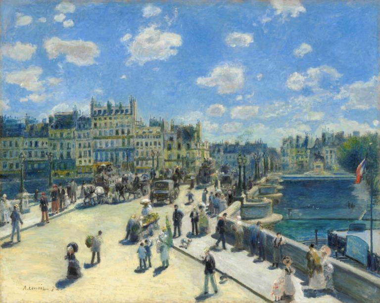 Pont Neuf, Paris,퐁네프, 파리,Pierre-Auguste Renoir,피에르 오귀스트 르누아르,오일 페인팅,오일 페인팅, 6+소년, 전통 미디어, 경치, 여러 소년, 여러 여자