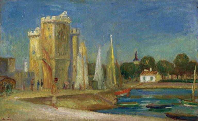 Port De La Rochelle,포트 드 라 로셸,Pierre-Auguste Renoir,피에르 오귀스트 르누아르,오일 페인팅,오일 페인팅, 옥외, 경치, 전통 미디어, 회화 (중), 선박