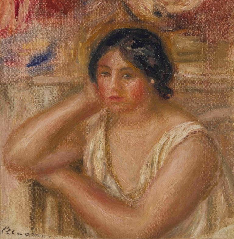 Portrait De Gabrielle,加布里埃尔肖像,Pierre-Auguste Renoir,皮埃尔-奥古斯特-雷诺阿,油画,油画, 独奏, 黑发, 实际的, 1个女孩, 美术模仿, 传统媒体, 1男孩