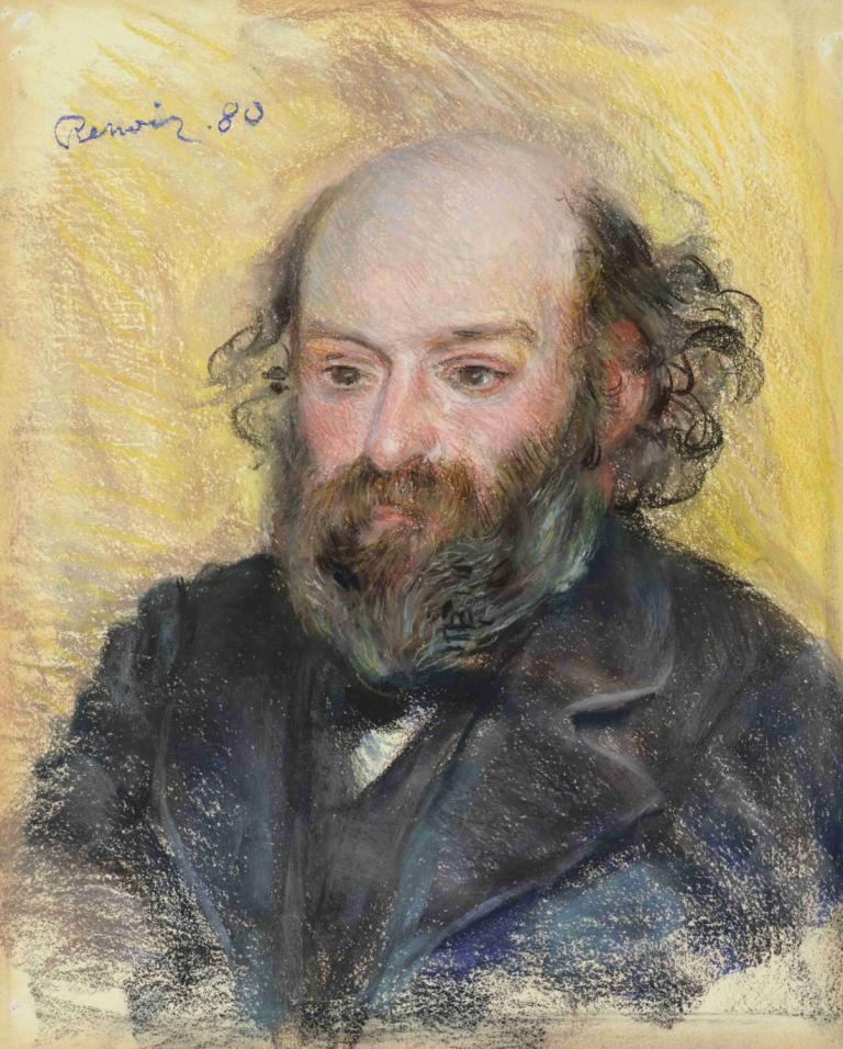 Portrait de cézanne,塞尚肖像,Pierre-Auguste Renoir,皮埃尔-奥古斯特-雷诺阿,油画,油画, 1男孩, 胡子, 胡须, 男性焦点, 独奏, 胡子, 传统媒体, 上半身