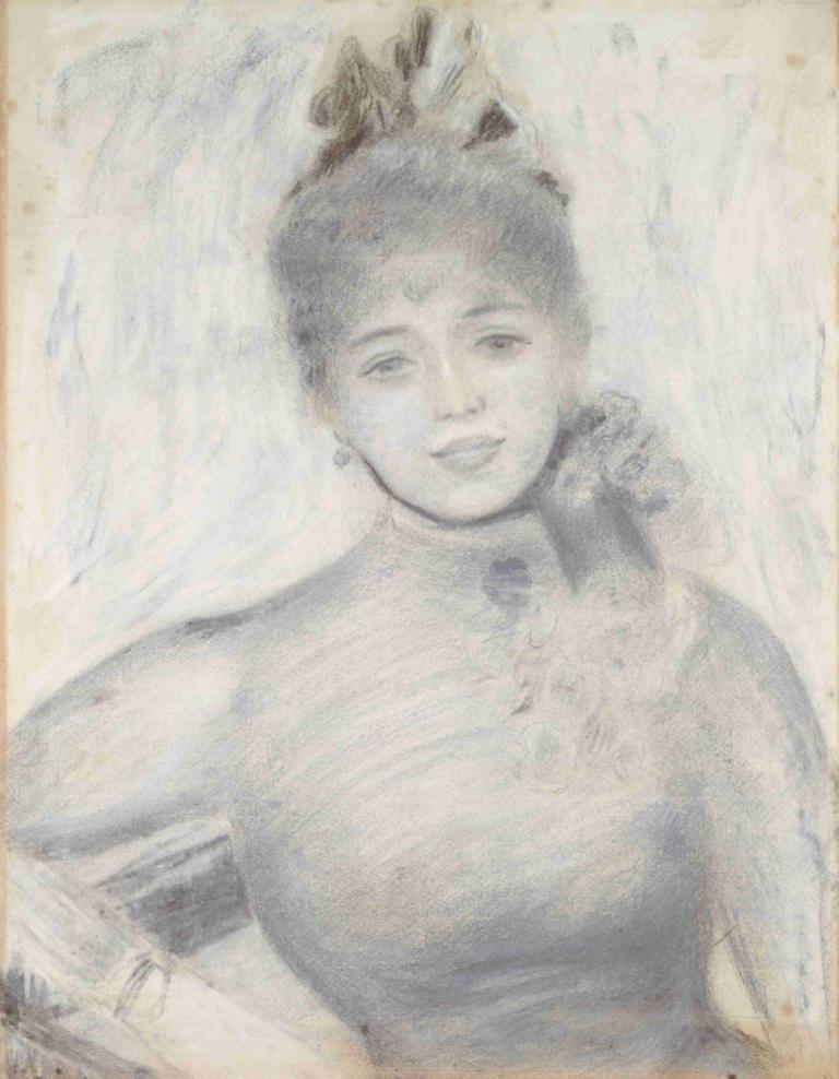 Portrait of Séverine,Porträtt av Séverine,Pierre-Auguste Renoir,Skiss,Skiss, solo, 1 pojke, manligt fokus