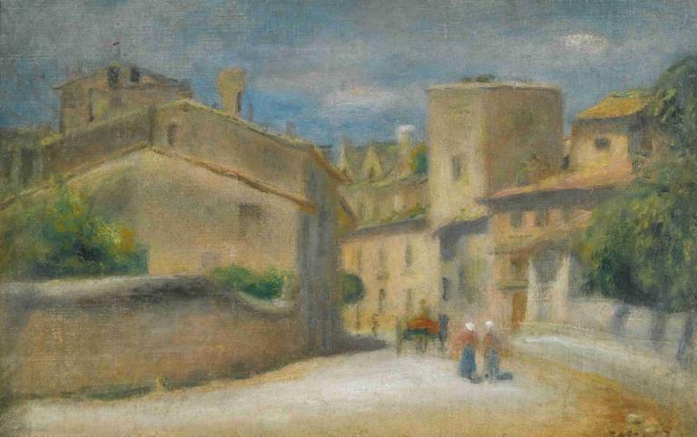 Rue A Villeneuve-Les-Avignon,Pierre-Auguste Renoir,Oljemålning,Oljemålning, landskap, utomhus, träd