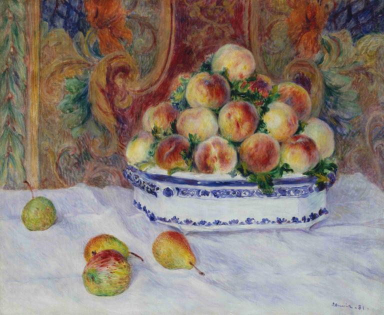 Still Life with Peaches,Negibna narava z breskvami,Pierre-Auguste Renoir,Oljna slika,Oljna slika, brez ljudi