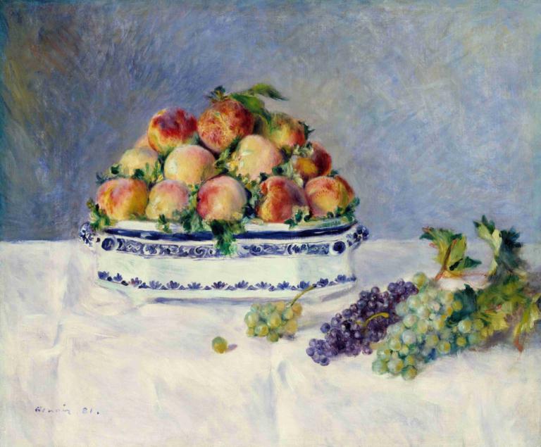 Still Life with Peaches and Grapes,Narava z breskvami in grozdjem,Pierre-Auguste Renoir,Oljna slika