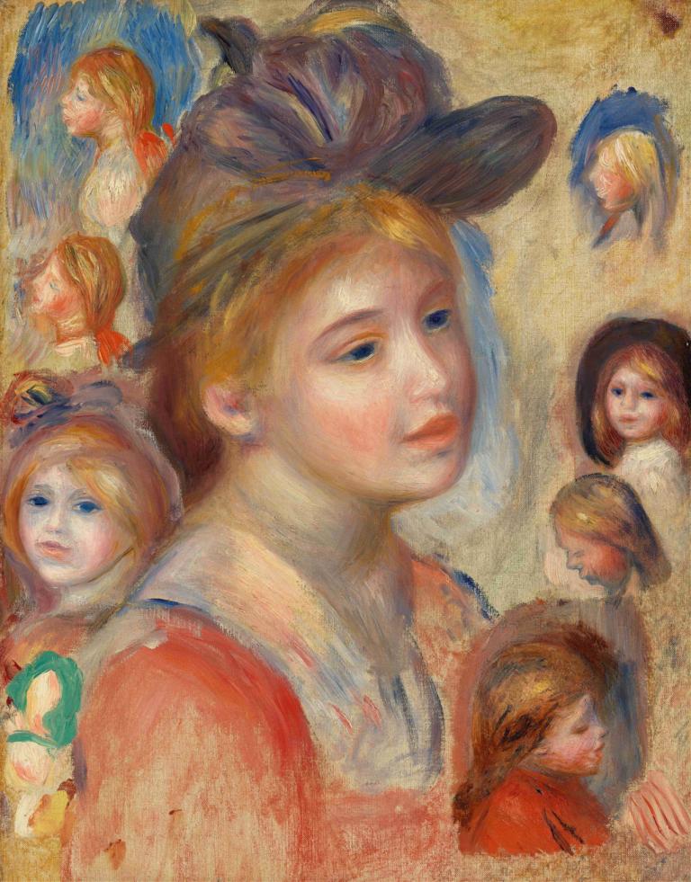 Study of Girls' Heads (Étude de têtes de jeunes filles),소녀의 머리 연구,Pierre-Auguste Renoir,피에르 오귀스트 르누아르,오일 페인팅