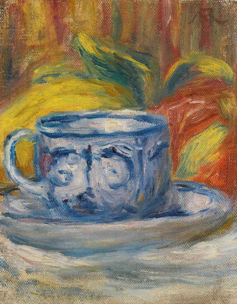 Tasse Et Fruits,컵과 과일,Pierre-Auguste Renoir,피에르 오귀스트 르누아르,오일 페인팅,오일 페인팅, 컵, 찻잔, 전통 미디어, 받침 접시, 1남, 독주, 남성 집중