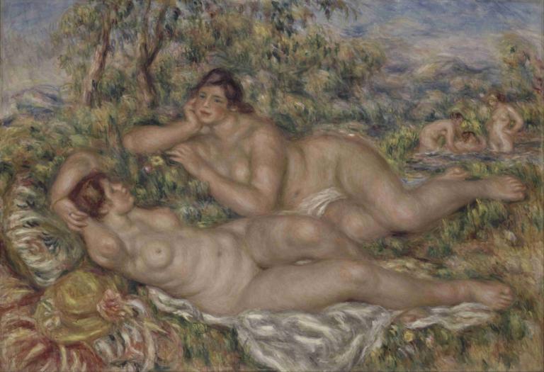 The Bathers,Pierre-Auguste Renoir,피에르 오귀스트 르누아르,오일 페인팅,오일 페인팅, 미술 패러디, 나체상, 여러 여자, 가슴, 젖꼭지, 가짜 전통 미디어, 현실적인