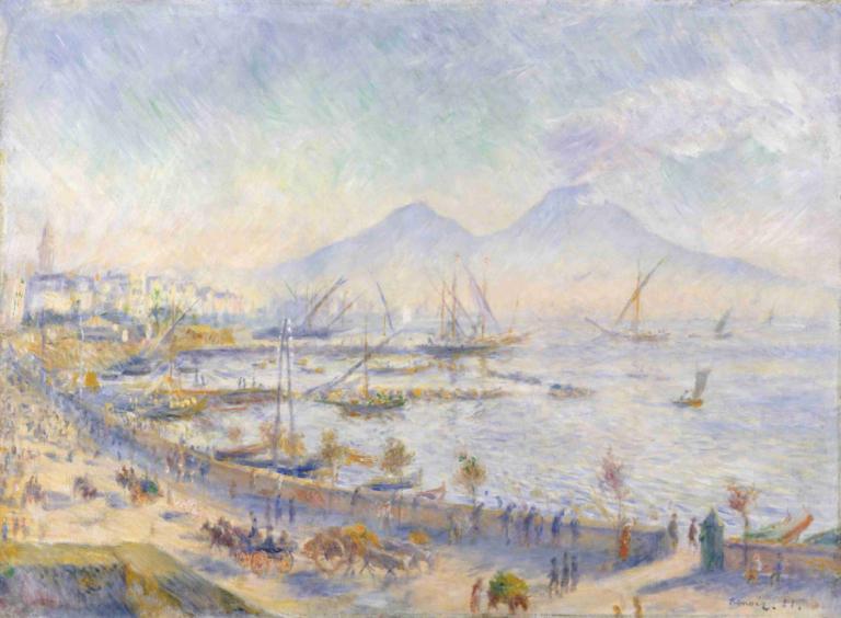 The Bay of Naples,Neapeljski zaliv,Pierre-Auguste Renoir,Oljna slika,Oljna slika, vodno plovilo, kulisa