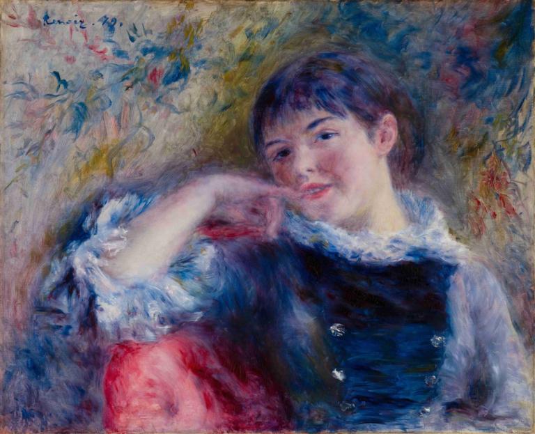 The Dreamer,Sanjač,Pierre-Auguste Renoir,Oljna slika,Oljna slika, solo, kratki lasje, tradicionalni mediji