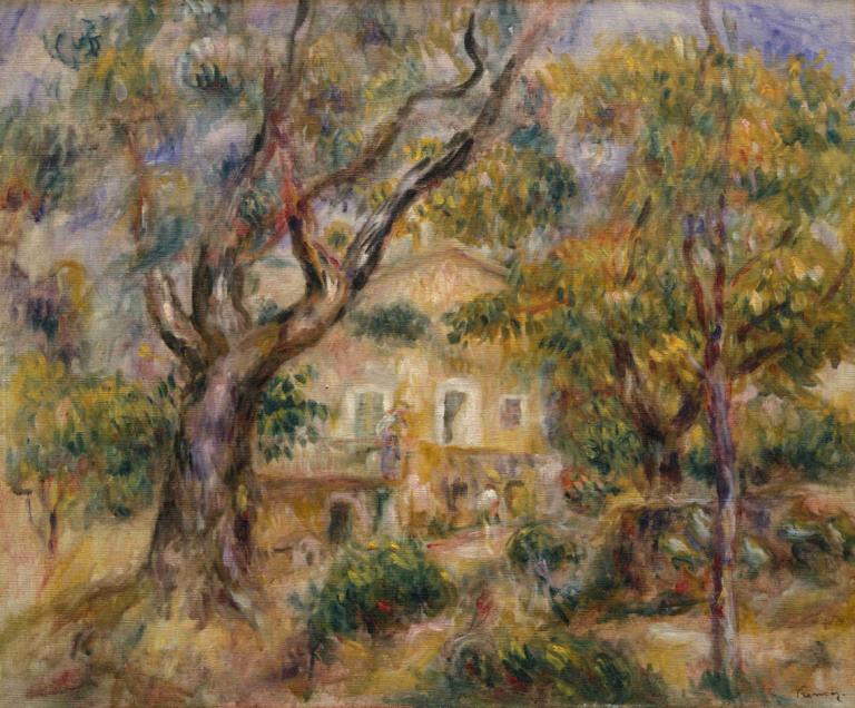 The Farm at Les Collettes, Cagnes,Kmetija Les Collettes, Cagnes,Pierre-Auguste Renoir,Oljna slika,Oljna slika