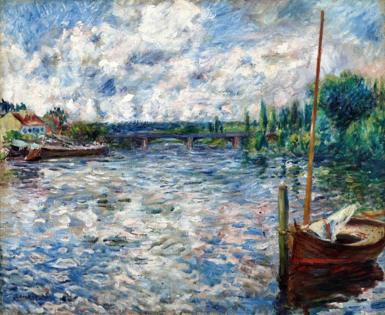 The Seine at Chatou,De Seine bij Chatou,Pierre-Auguste Renoir,Olieverf,Olieverf, waterscooters, boot