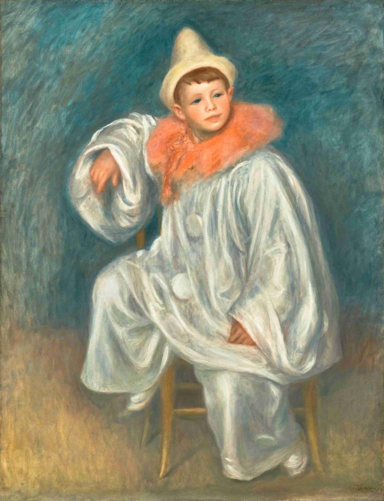 The White Pierrot,De witte pierrot,Pierre-Auguste Renoir,Olieverf,Olieverf, solo, hoed, mannelijke focus