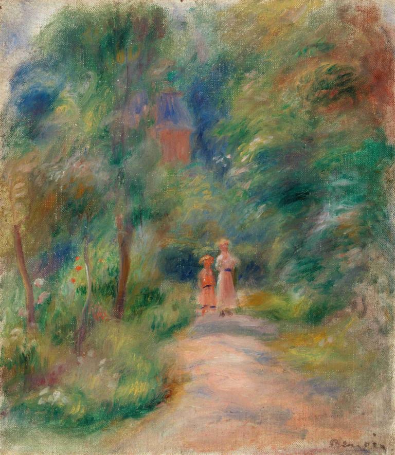 Two Figures on a Path (Deux figures dans un sentier),Twee figuren op een pad,Pierre-Auguste Renoir,Olieverf