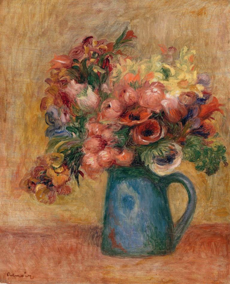 Vase of Flowers (Vase de fleurs ),Vas Bunga (Vase de fleurs),Pierre-Auguste Renoir,Lukisan cat minyak