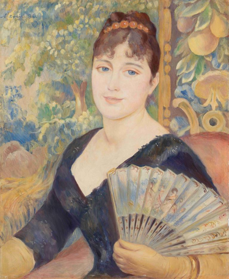 Woman with Fan (Femme à l'éventail),Wanita dengan kipas angin,Pierre-Auguste Renoir,Lukisan cat minyak