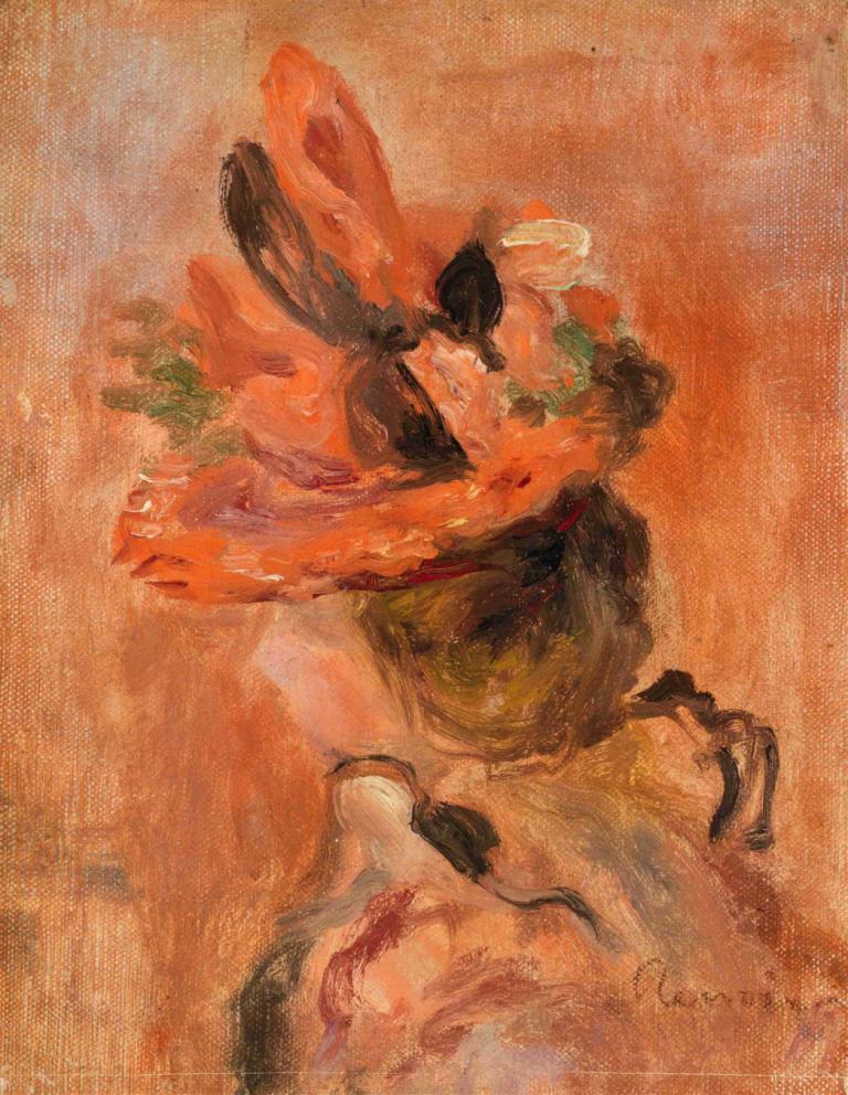 Woman's Head with Red Hat,Kepala Wanita dengan Topi Merah,Pierre-Auguste Renoir,Lukisan cat minyak