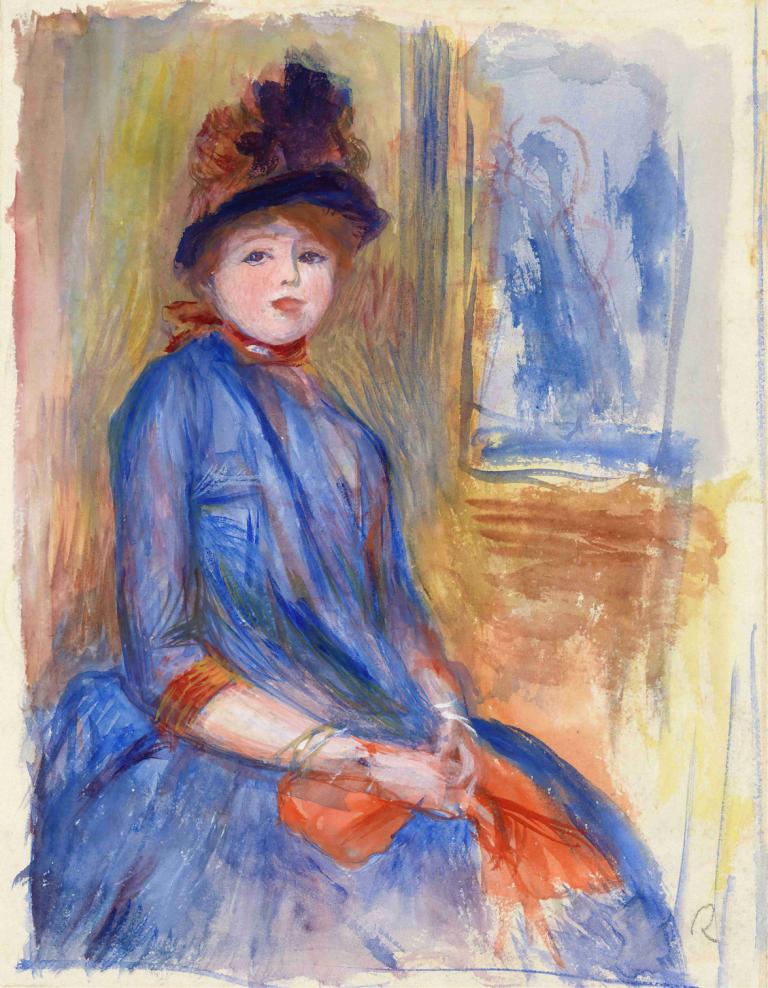 Young Girl in a Blue Dress,Gadis Muda Bergaun Biru,Pierre-Auguste Renoir,Lukisan cat minyak