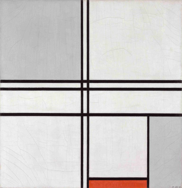 Composition (No. 1) Gray-Red,구성 (1) 회색-빨간색,Piet Mondrian,피에트 몬드리안,일러스트레이션,일러스트레이션, 인간은 없어, 슬라이딩 도어, 단색화, 여자 1명