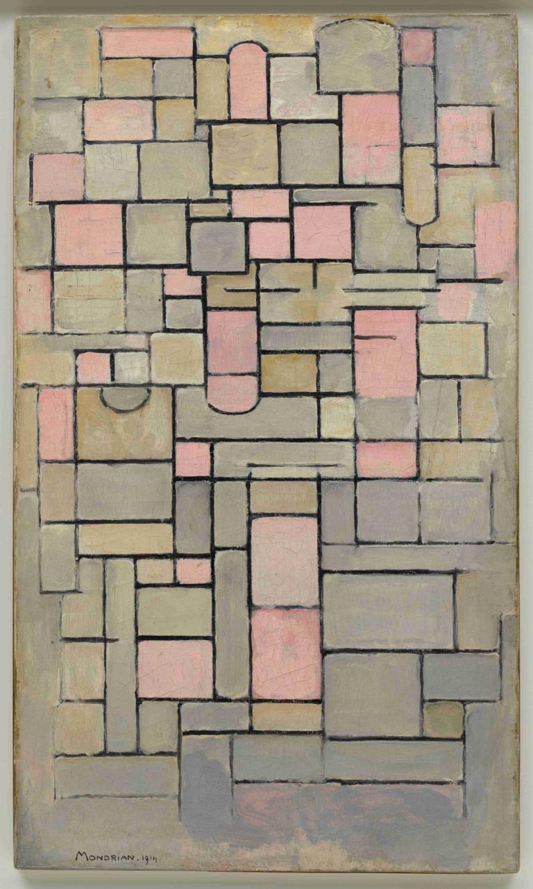 Composition 8,Piet Mondrian,Illustration,Illustration, no humans, solo, border, brick wall, traditional media