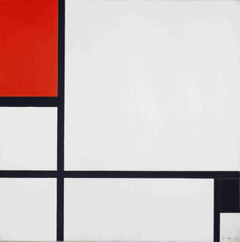 Composition No. I, with Red and Black,第 I 组图，红色和黑色,Piet Mondrian,皮特-蒙德里安,插画,插画, 没有人类, 窗户, 白色背景