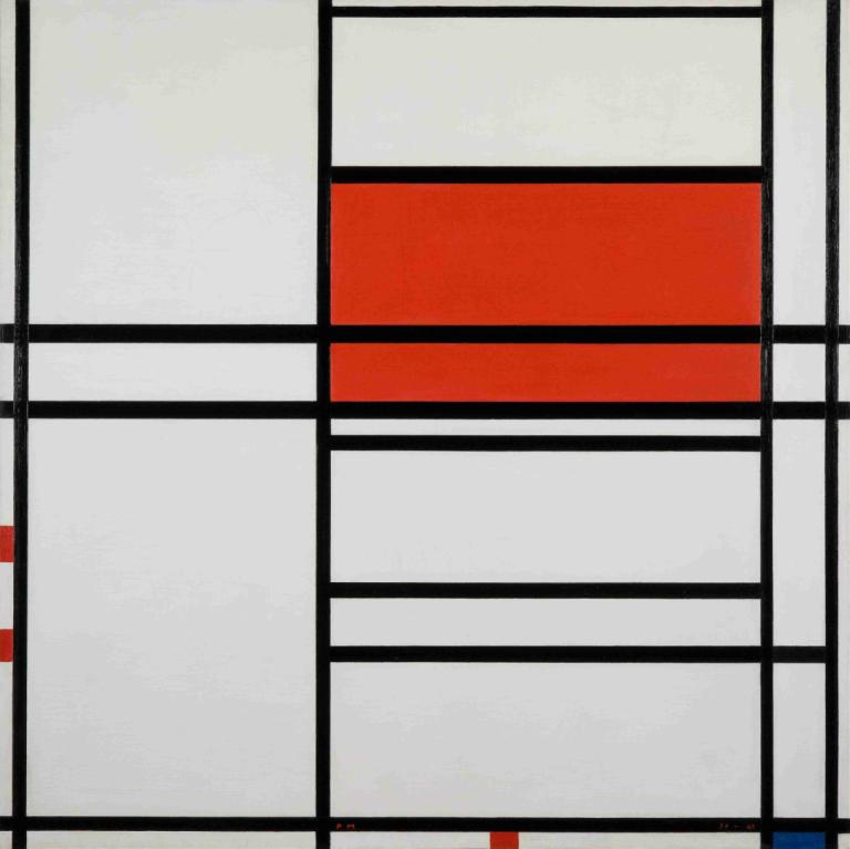 Composition of Red and White; Nom 1,Composition No. 4 with red and blue,Piet Mondrian,Illustration