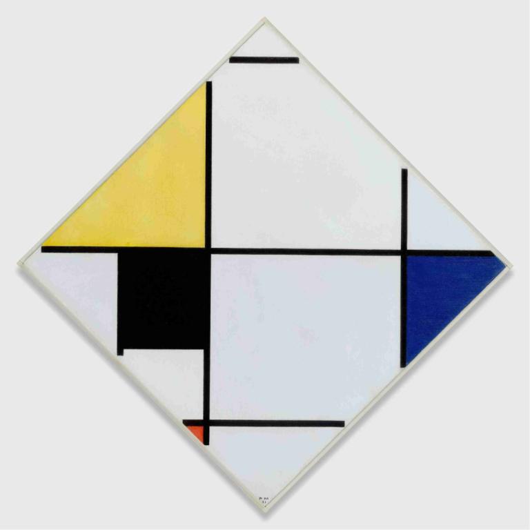 Lozenge Composition with Yellow, Black, Blue, Red, and Gray,Rautenkomposition mit Gelb, Schwarz, Blau