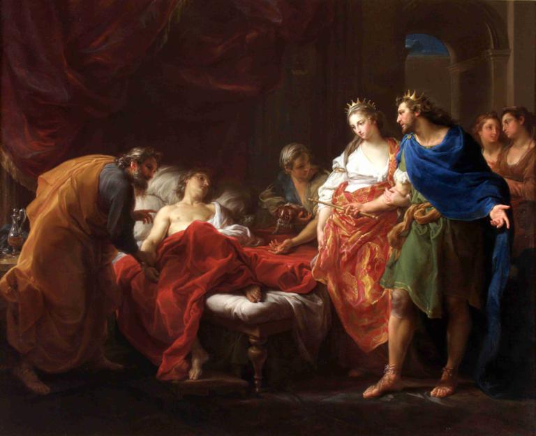 Antiochus And Stratonice,Pompeo Batoni,Oil Painting,Oil Painting, fine art parody, parody, multiple boys