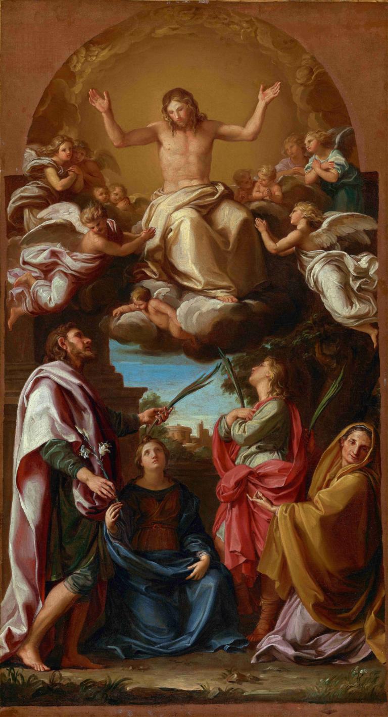 Christ in Glory with Saints Celsus,Julian Marcionilla and Basilissa,Pompeo Batoni,Oil Painting,Oil Painting