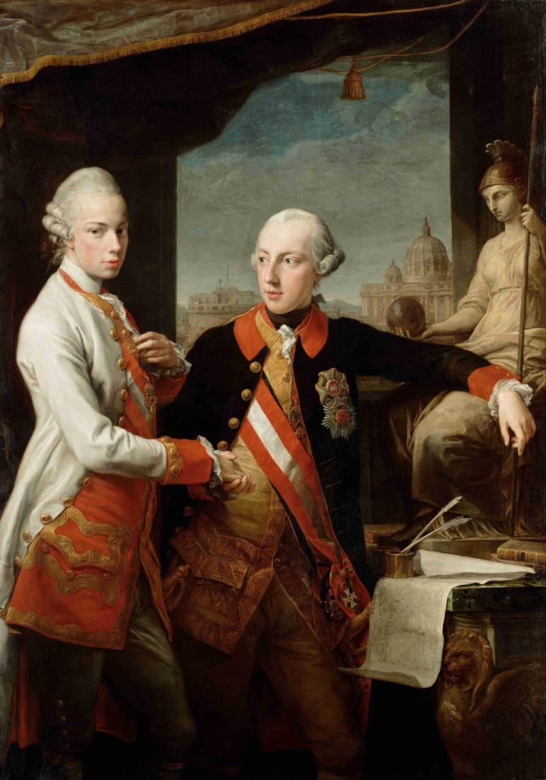 Emperor Joseph II With Grand Duke Pietro Leopoldo Of Tuscany,皇帝約瑟夫二世與托斯卡納大公皮埃特羅·利奧波爾多,Pompeo Batoni,蓬佩奧·巴託尼