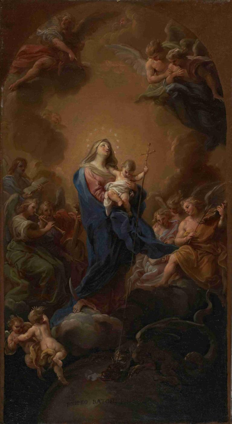 Madonna and Child in Glory,Madonna và đứa bé trong vinh quang.,Pompeo Batoni,Tôi là Pupeo Ba Tony.