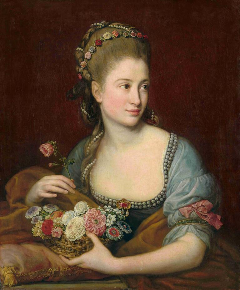 Portrait of a lady as Flora,Porträt einer Dame als Flora,Pompeo Batoni,Ölgemälde,Ölgemälde, 1Mädchen